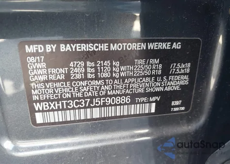 2018 BMW X1 xDrive28I z USA, uszkodzony, nr VIN WBXHT3C37J5F90886